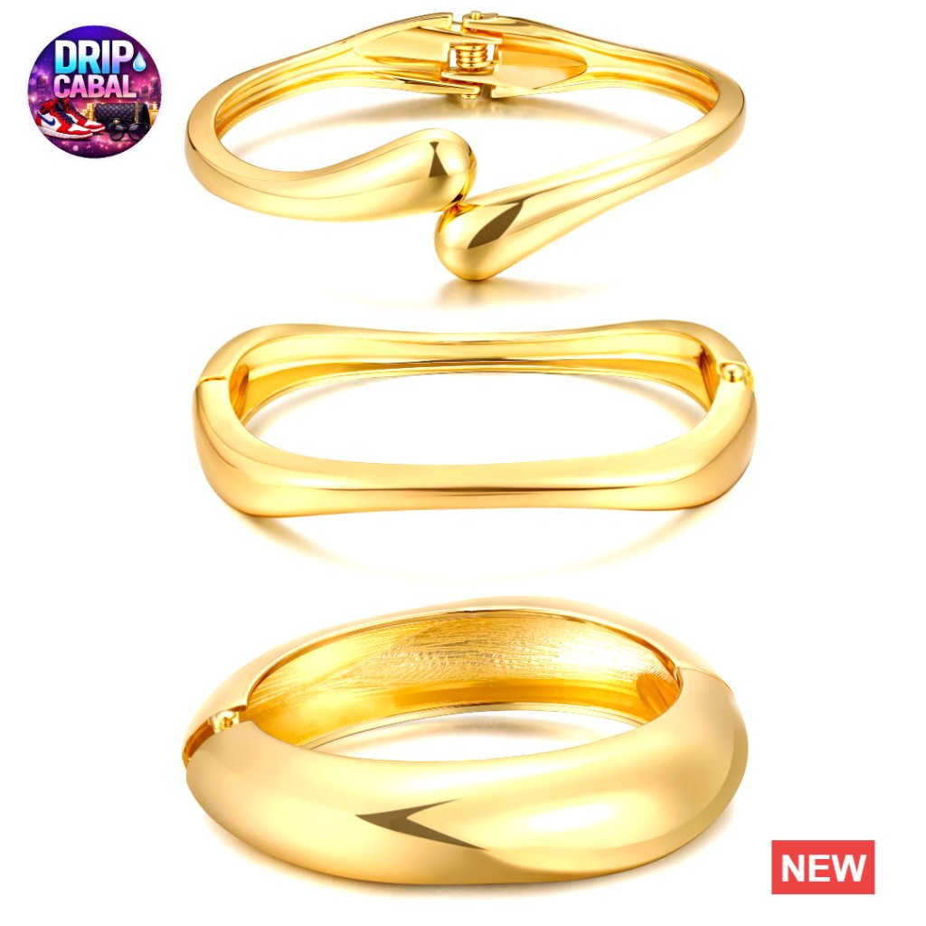 Chunky Gold Plated Bangle Bracelets Stackable Set Statement Cuff Jewelry